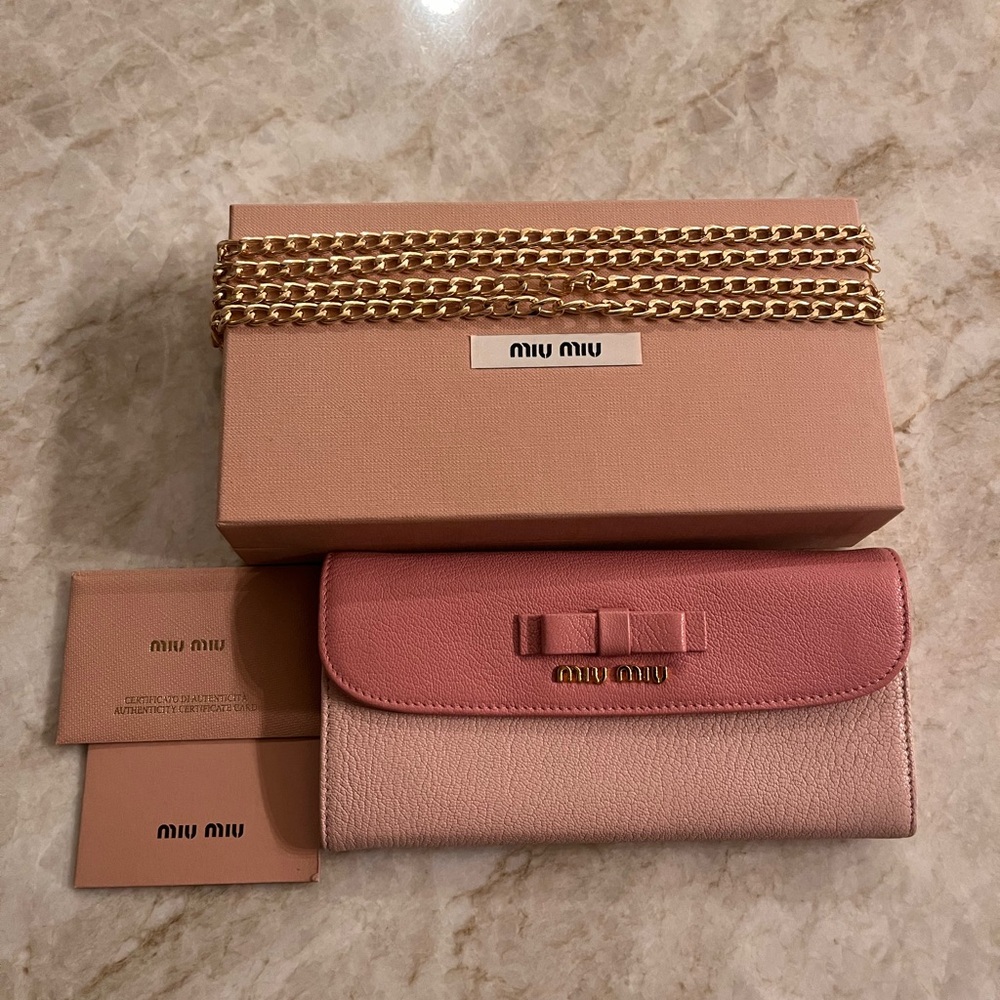 Miu Miu Pink Leather Bow Wallet 🎀